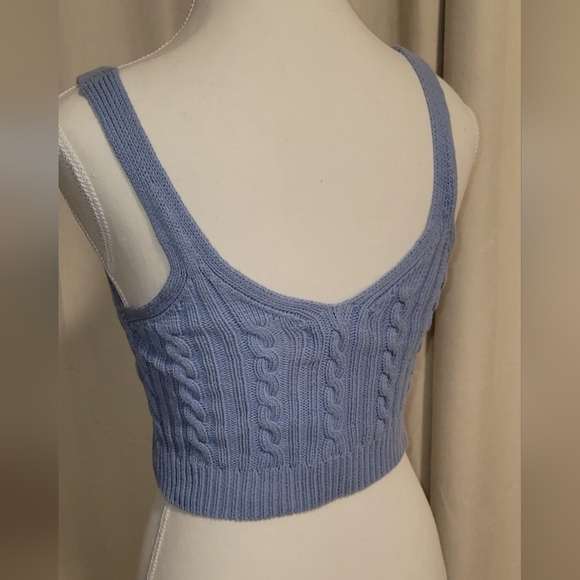 Blue Cable Knit Crop Top - Picture 2 of 2